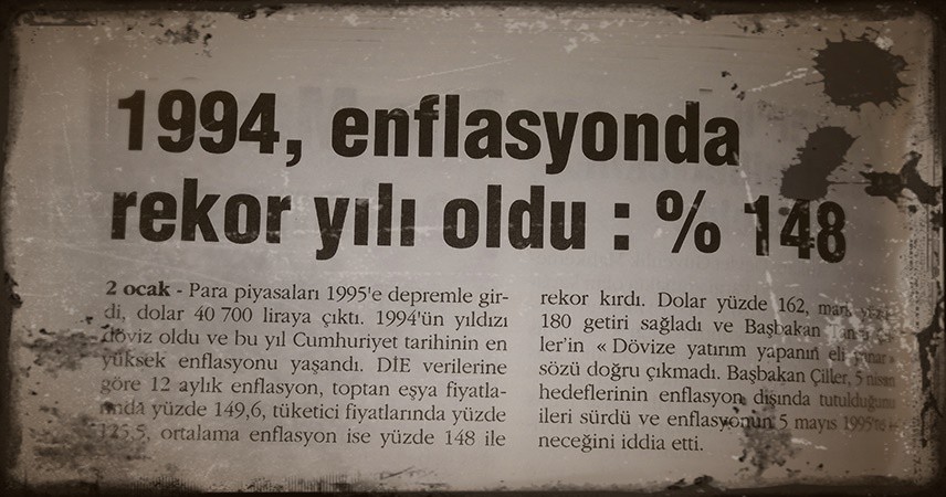 Türkiye'nin 1994'deki enflasyonu yüzde 148'di
