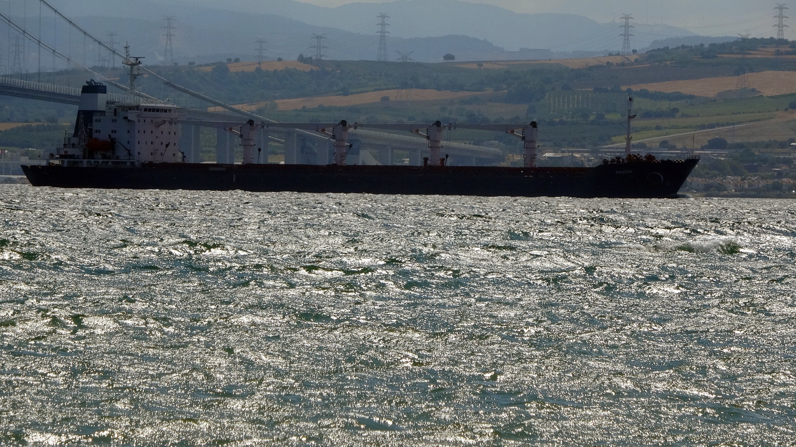 Ukrayna’dan yola çıkan Kuru yük gemisi ‘Razoni’ Çanakkale Boğazı’ndan geçti